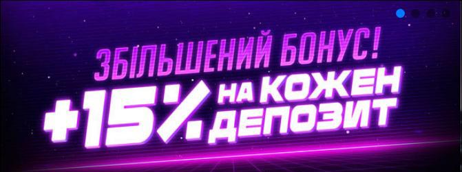 Збільшений бонус +15% на кожний депозит гравціям Slotor